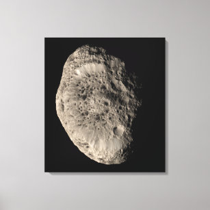 Wahres Farbmosaik des Saturnmonds Hyperion Leinwanddruck