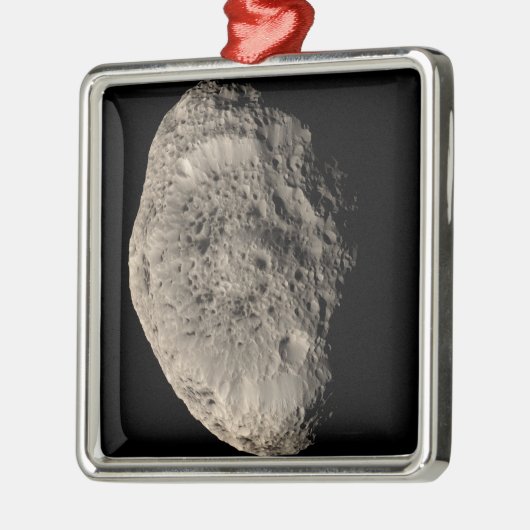 Wahres Farbmosaik des Saturnmonds Hyperion Silbernes Ornament (Links)