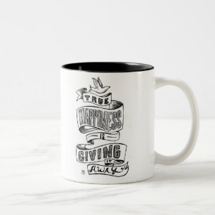 "Wahres Glück gibt es weg " Zweifarbige Tasse