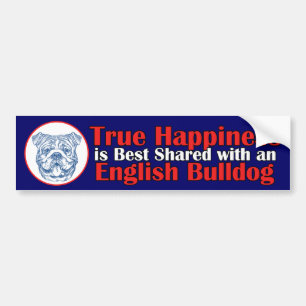 Wahres Glück mit einer englischen Bulldogge Autoaufkleber