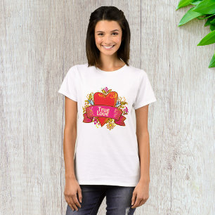 Wahres-Liebe-Herzband mit floralen Elementen T-Shirt