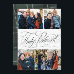 Wahrhaft gesegnete elegante Weihnachtskollektion Feiertagskarte<br><div class="desc">Diese religiöse Weihnachtskarte enthält eine Collage von vier Fotos zusammen mit einem eleganten Drehbuch "Wahrlich gesegnet". Mit seiner Christlichen Weihnachtsbotschaft ist es eine großartige Art, sinnvolle Urlaubswünsche zu senden. Das Design der Urlaubskarte ist schick grün und weiß und die Rückseite weist ein klassisches karierte auf. Es ist großartig wie eine...</div>