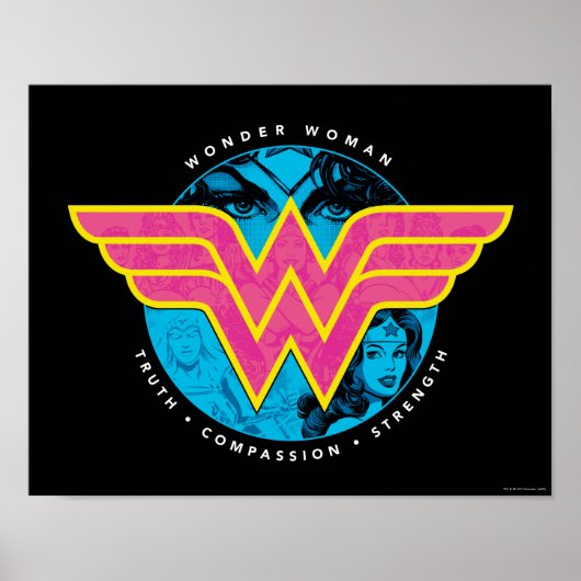 Wahrheit Mitgefühl Stärke Comic Wonder Woman Logo Poster (Vorne)
