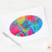 WÄHRLICHE BLUME, GOLDSCHALTFLY-OVALE-MONOGRAMM OVALER AUFKLEBER (Umschlag)