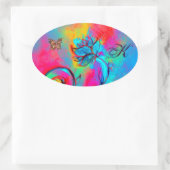 WÄHRLICHE BLUME, GOLDSCHALTFLY-OVALE-MONOGRAMM OVALER AUFKLEBER (Tasche)