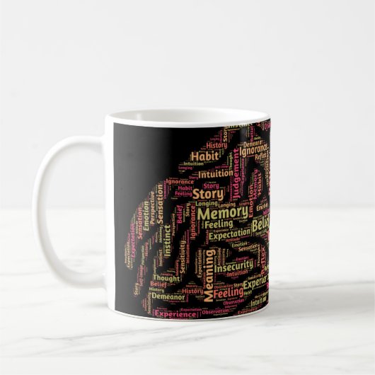 Wahrnehmung Inspiration Word Art Kaffeetasse (Links)