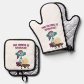 Wahrsager-Affe Ofenhandschuh & Topflappen-Set (Vorderseite/Rückseite)