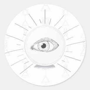 Wahrsager Auge Seher Esoterische Kristallkugel Runder Aufkleber