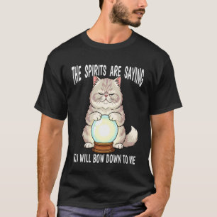Wahrsager-Hauskatze mit Kristallkugel-Bow Dow T-Shirt