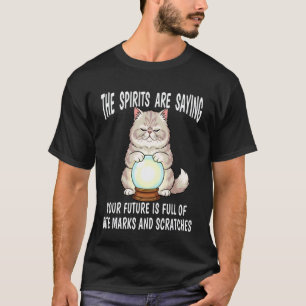 Wahrsager-Hauskatze mit Kristallkugel Markierungen T-Shirt
