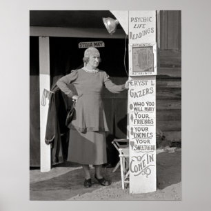 Wahrsagerin, 1938. Altes Foto Poster