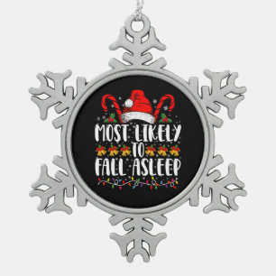 Wahrscheinlich am Weihnachtsfest einschlafen Weihn Schneeflocken Zinn-Ornament