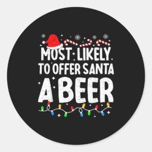 Wahrscheinlich bietet Santa ein Bier an Familie pa Runder Aufkleber