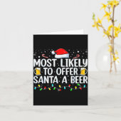 Wahrscheinlich bietet Santa ein Bier an Lustiger T Karte (Gelbe Blume)