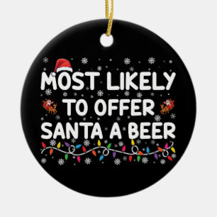 Wahrscheinlich bietet Santa ein Bier Weihnachtsbel Keramik Ornament