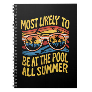 Wahrscheinlich den ganzen Sommer am Pool - Groovy Notizblock