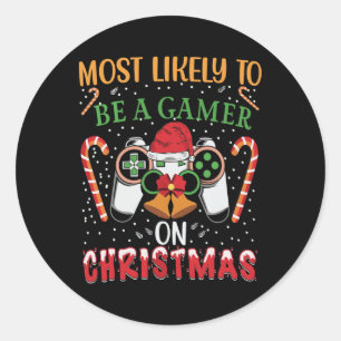 Wahrscheinlich ein Gamer auf Weihnachts-Video-Spie Runder Aufkleber