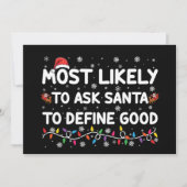 Wahrscheinlich Frage der Weihnachtsmann, um gute W Einladung (Vorderseite)