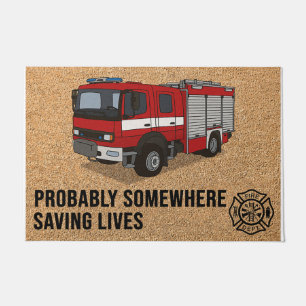 Wahrscheinlich irgendwo Rettend Leben Feuerwehrman Fußmatte