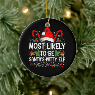 Wahrscheinlich ist es der witzige Elf-Weihnachtsma Keramik Ornament