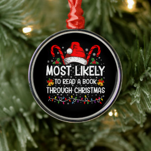 Wahrscheinlich liest man ein Buch durch Weihnachte Ornament Aus Metall