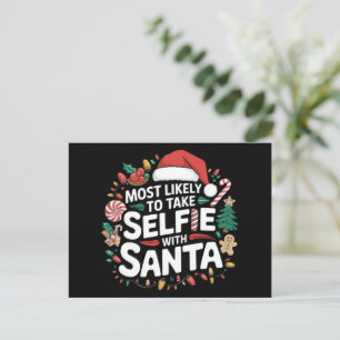 Wahrscheinlich macht Selfies mit Santa Familien Xm Feiertagspostkarte