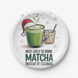 Wahrscheinlich Matcha statt Eggnog zu Weihnachten Pappteller