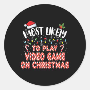 Wahrscheinlich spielen Video-Spiel in Weihnachten Runder Aufkleber