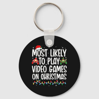 Wahrscheinlich spielt er an Weihnachten Videospiel Schlüsselanhänger