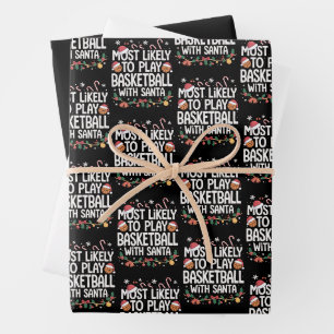 Wahrscheinlich spielt mit der Familie Santa Basket Geschenkpapier Set