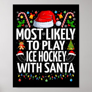 Wahrscheinlich spielt mit Santa Christma Eishockey Poster
