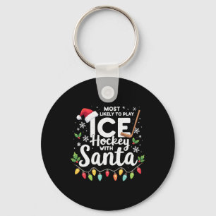 Wahrscheinlich spielt mit Santa Eishockey Xmas Hoc Schlüsselanhänger