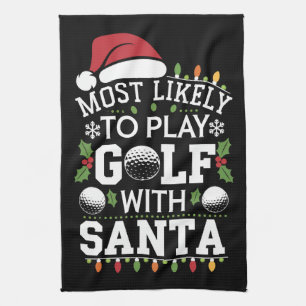Wahrscheinlich spielt mit Santa Familie Xmas Golf Geschirrtuch