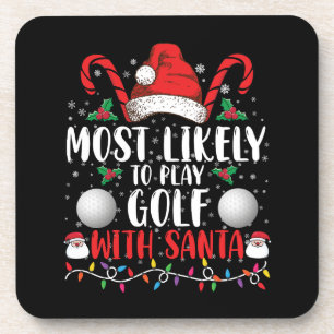 Wahrscheinlich spielt mit Santa Familie Xmas Golf Getränkeuntersetzer
