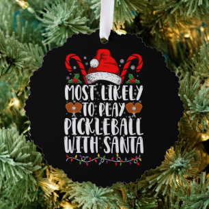 Wahrscheinlich spielt mit Santa Family Pickleball Ornament Karte