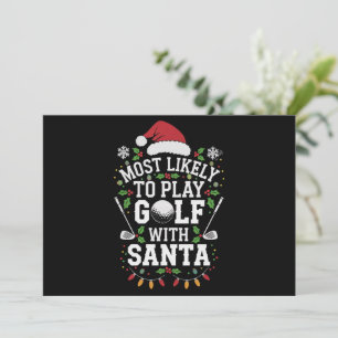 Wahrscheinlich spielt mit Santa Family Xmas Golf Feiertagskarte