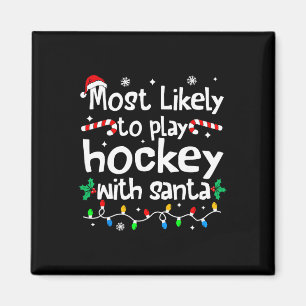 Wahrscheinlich spielt mit Santa Hockey Weihnachten Magnet