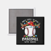 Wahrscheinlich spielt mit Santa Weihnachten Baseba Magnet (Vorderseite/Rückseite)