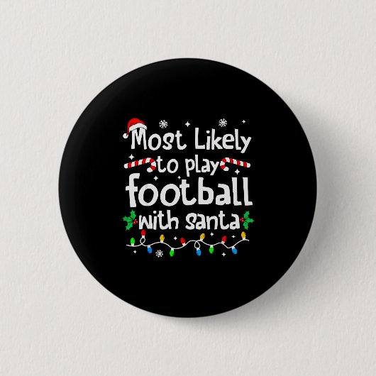 Wahrscheinlich spielt mit Santa Weihnachten Fußbal Button (Vorderseite)