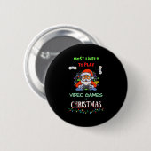 Wahrscheinlich spielt Weihnachten Videospiele Button (Vorne & Hinten)