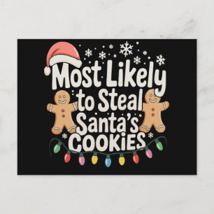 Wahrscheinlich stiehlt Weihnachtsmanns Kekse Weihn Feiertagspostkarte