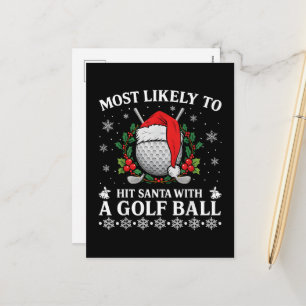 Wahrscheinlich trifft Santa mit einem Golfball Feiertagspostkarte