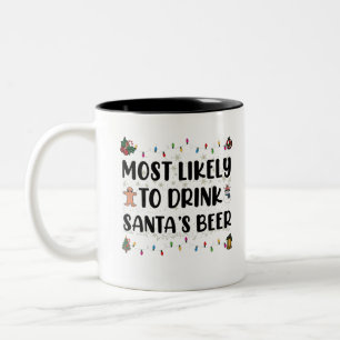 Wahrscheinlich trinkt Weihnachtsmanns Bier Weihnac Zweifarbige Tasse