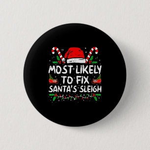Wahrscheinlich Weihnachtsmann-Schlitten Familien-W Button