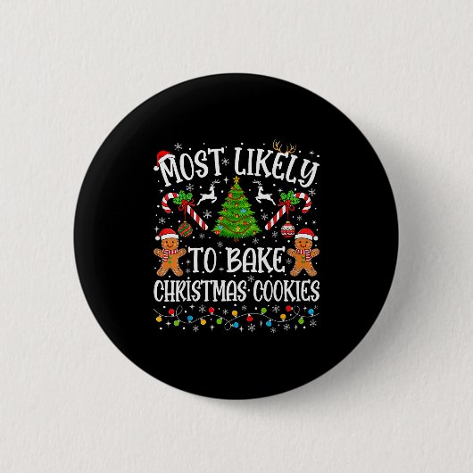 Wahrscheinlich Weihnachtsplätzchen backt Familient Button (Vorderseite)