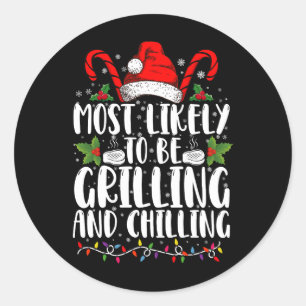 Wahrscheinlich wird an Weihnachten gegrillt und ge Runder Aufkleber