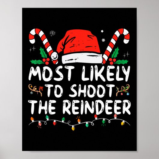 Wahrscheinlich wird der Rentier-Santa-Weihnachtsma Poster (Vorne)