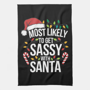 Wahrscheinlich wird man mit Santa Christmas Xmas f Geschirrtuch