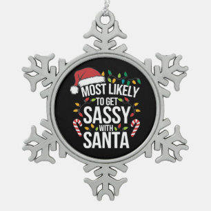 Wahrscheinlich wird man mit Santa Christmas Xmas f Schneeflocken Zinn-Ornament