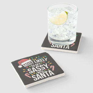 Wahrscheinlich wird man mit Santa Christmas Xmas f Steinuntersetzer